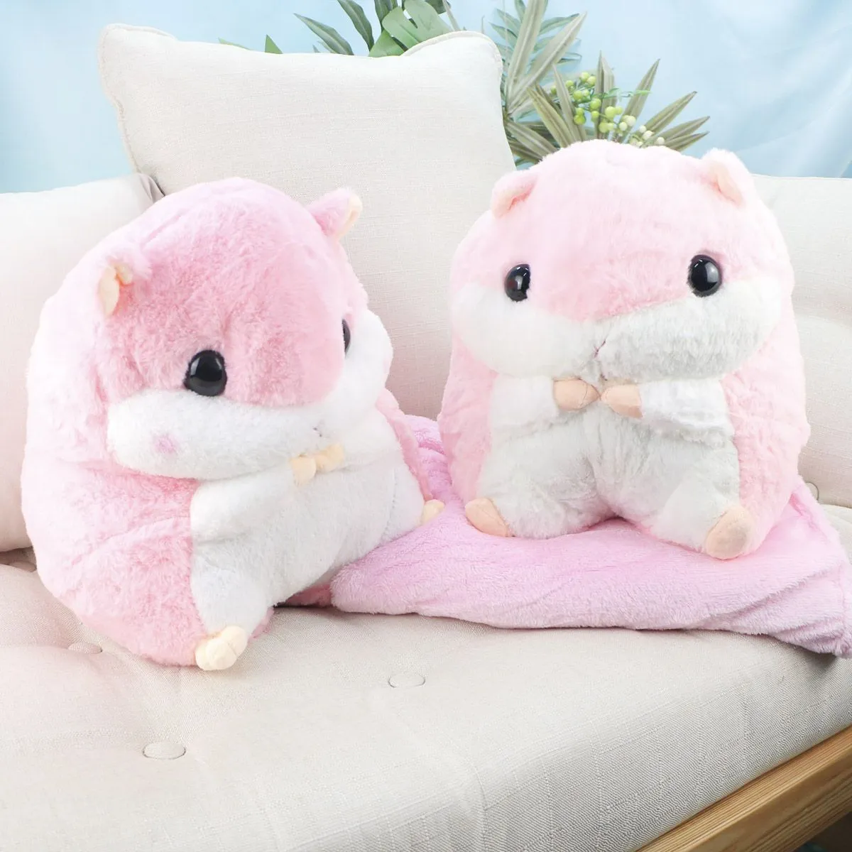 Хомяк с пледом, 33 см (Розовый)