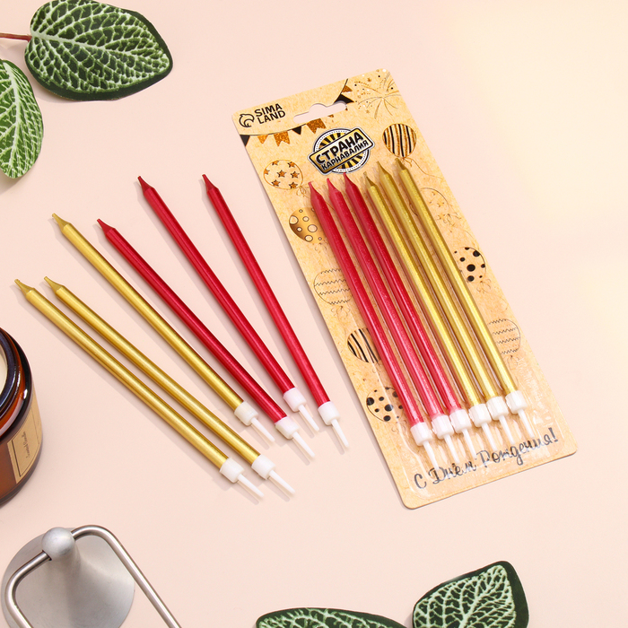 Свечи "Ройс", 6 шт (красно-золотые)