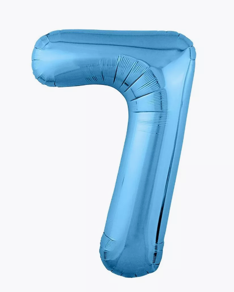 Цифра "7" (голубая) с гелием