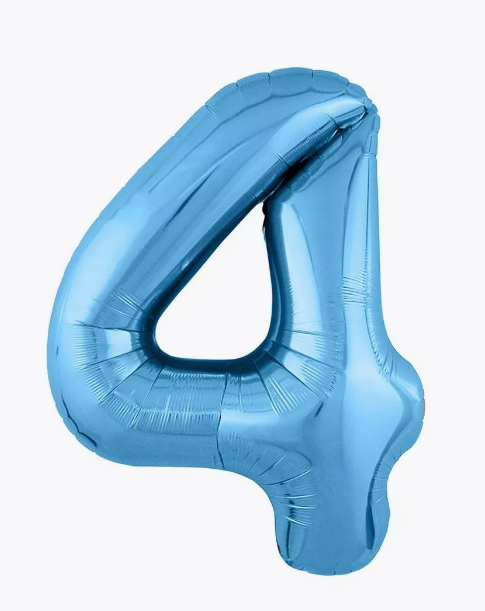 Цифра "4" (голубая) с гелием