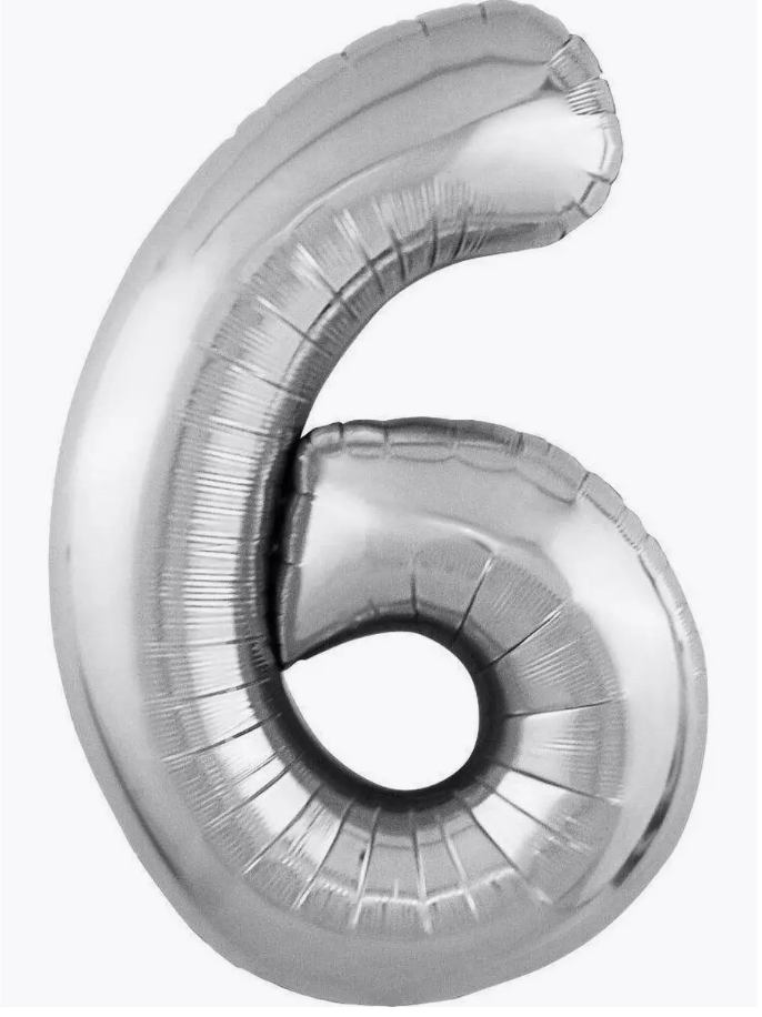 Цифра "6" (серебро) с гелием