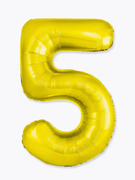 Цифра "5" (золотая) с гелием