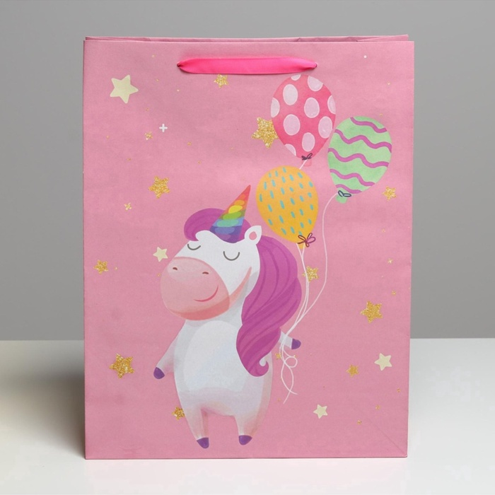 Пакет подарочный «Единорожек», L 31×40×11.5 см
