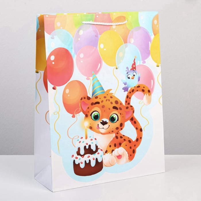 Пакет подарочный «С Днём рождения », L 28×38×9 см