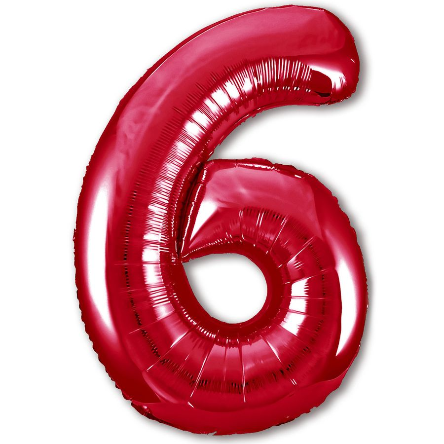 Цифра "6" (красная) с гелием