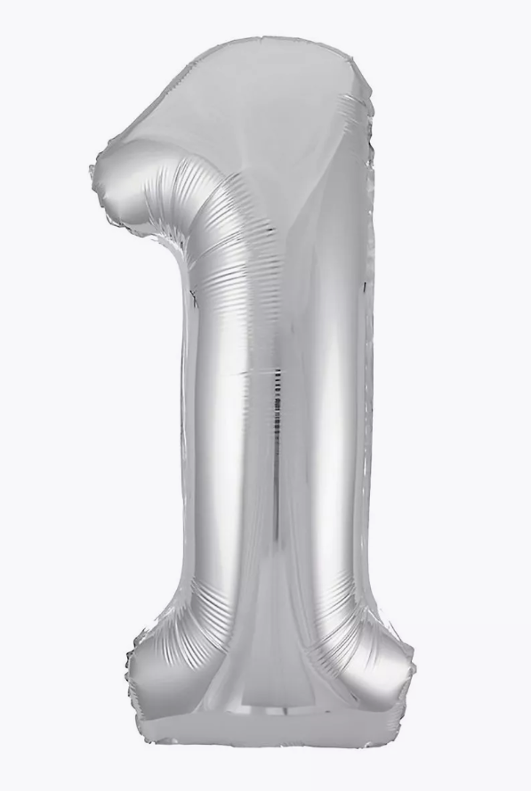 Цифра "1" (серебро) с гелием