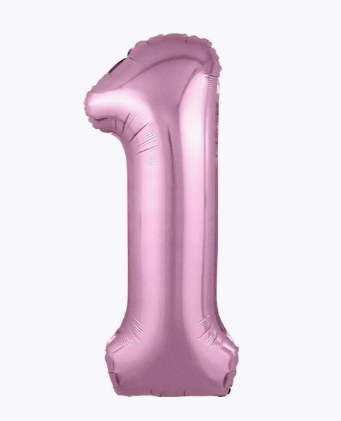 Цифра "1" (розовая) с гелием