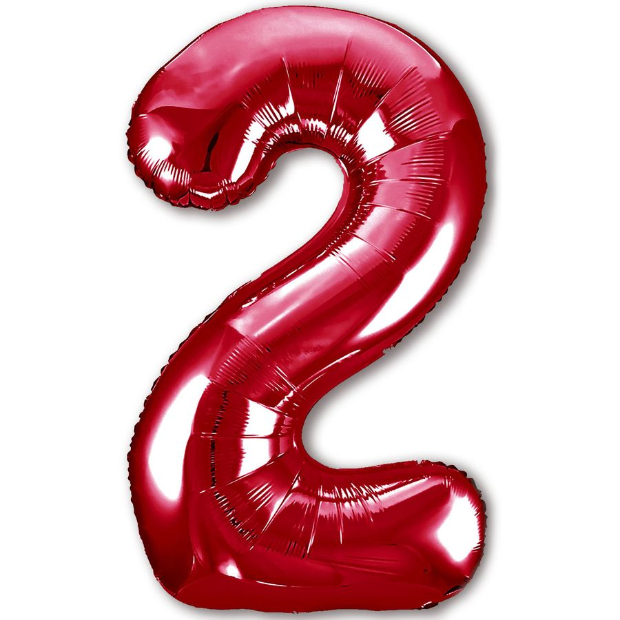Цифра "2" (красная) с гелием
