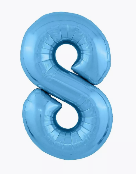 Цифра "8" (голубая) с гелием