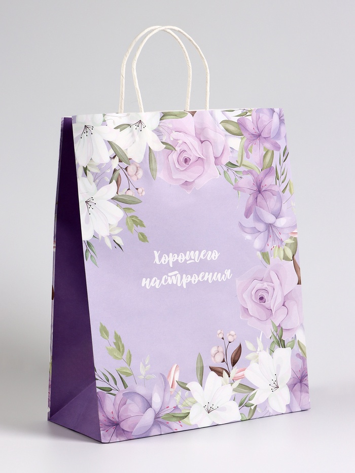 Пакет крафтовый «Хорошего настроения», 32×28×15 см