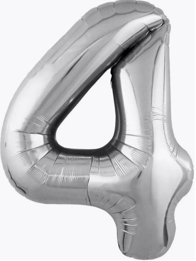 Цифра "4" (серебро) с гелием