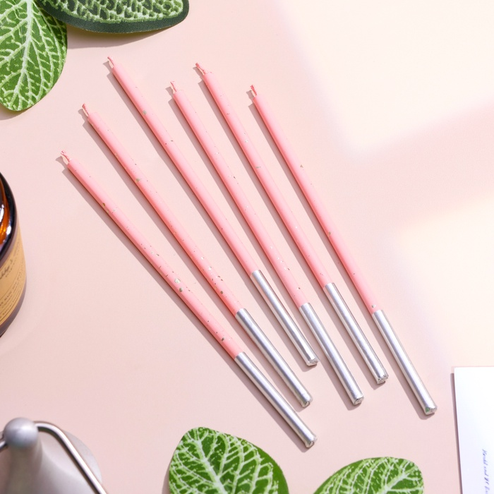 Свечи для торта «Исполнение желаний», 15 см, 6 шт., розовый