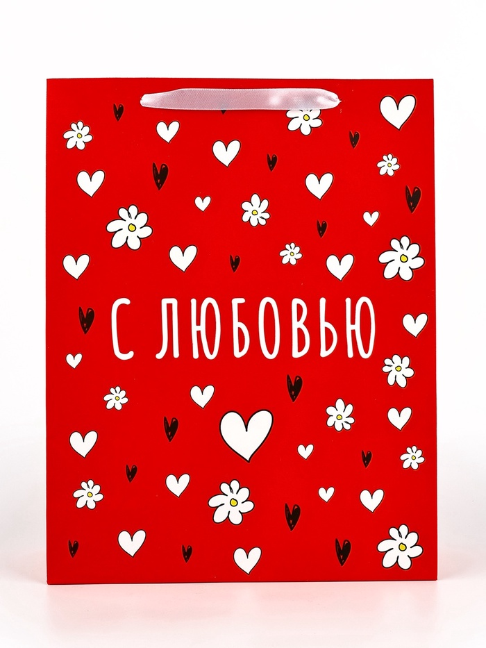 Пакет подарочный «С любовью», бархат, L 31×40×11.5 см