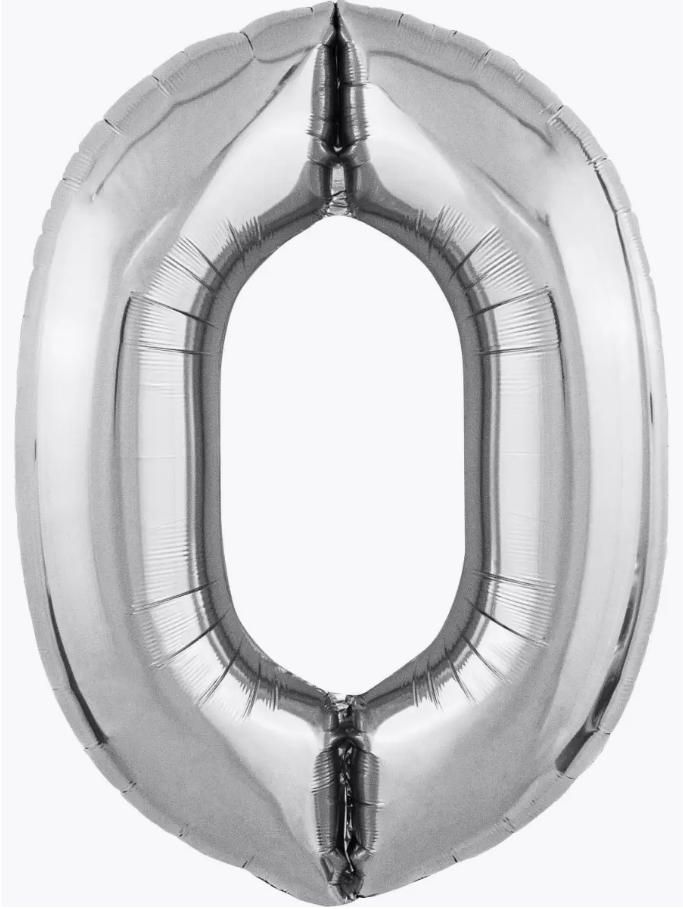 Цифра "0" (серебро) с гелием