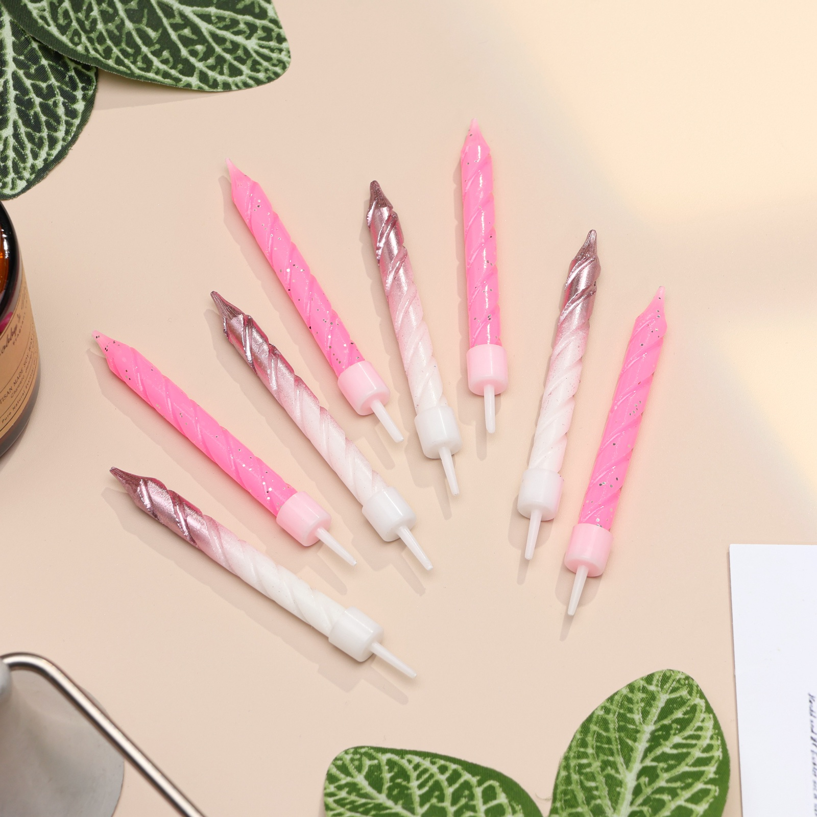 Свечи «Спираль», 6 шт., розовые