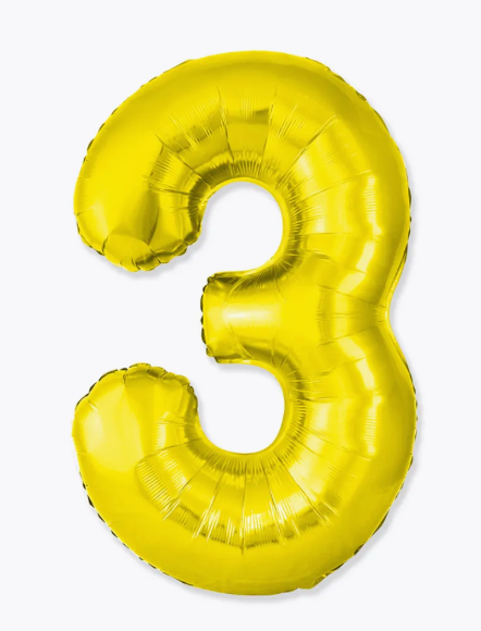 Цифра "3" (золотая) с гелием