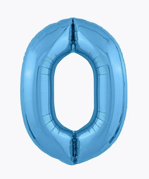 Цифра "0" (голубая) с гелием