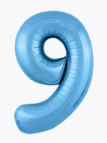 Цифра "9" (голубая) с гелием