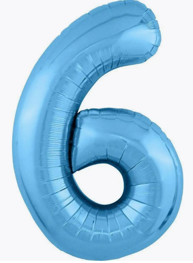 Цифра "6" (голубая) с гелием