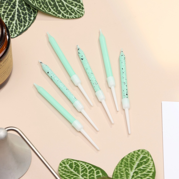 Свечи «Блестящая вечеринка», 6 шт., голубые