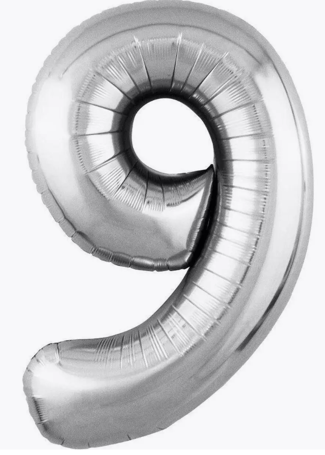 Цифра "9" (серебро) с гелием