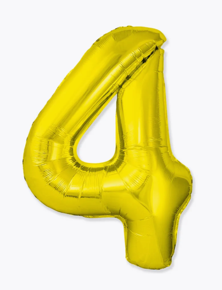 Цифра "4" (золотая) с гелием