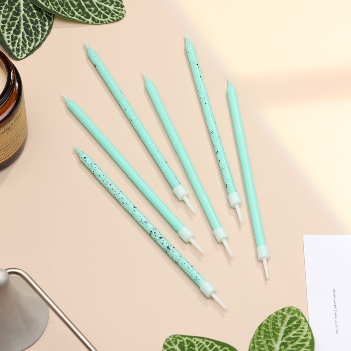 Свечи «Блестящая вечеринка», 6 шт., голубые, высокие