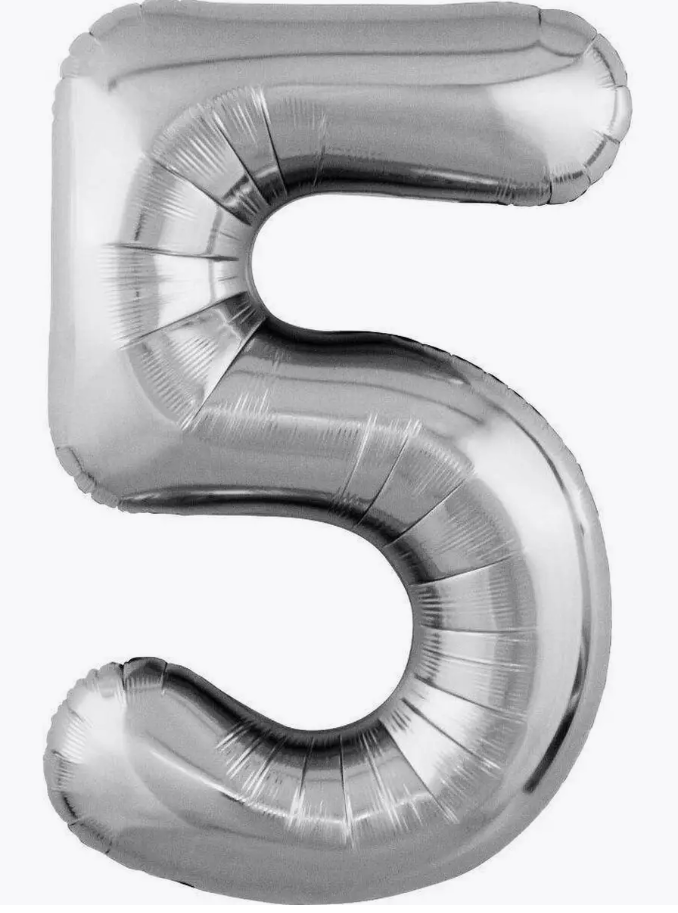 Цифра "5" (серебро) с гелием