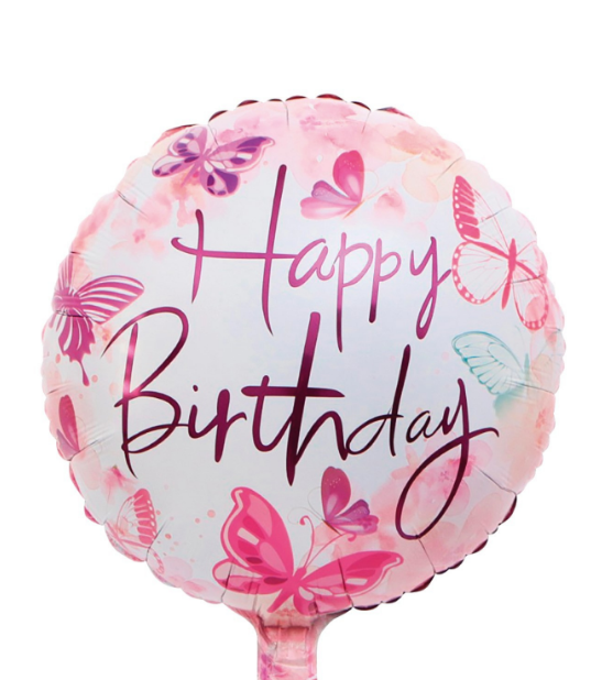 "С Днем рождения" (бабочки) 18" с гелием