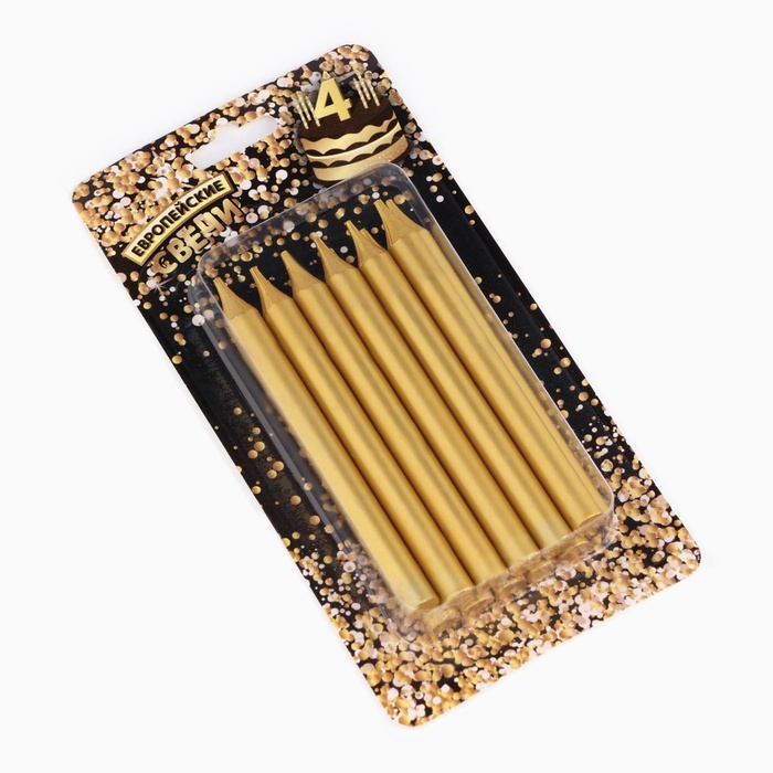 Свечи «Спарк», 12 шт., 8 см, золотой металлик