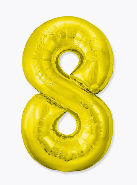 Цифра "8" (золотая) с гелием