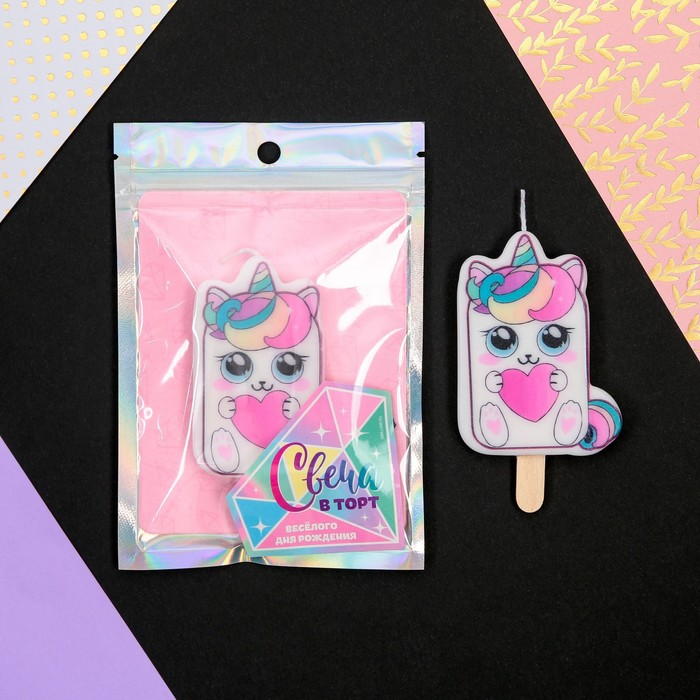 Свеча «С Днём Рождения», котик, 4,3 х 7,3 см