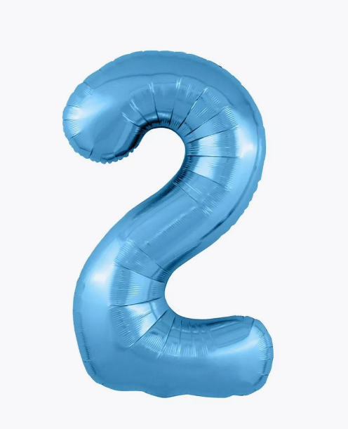 Цифра "2" (голубая) с гелием