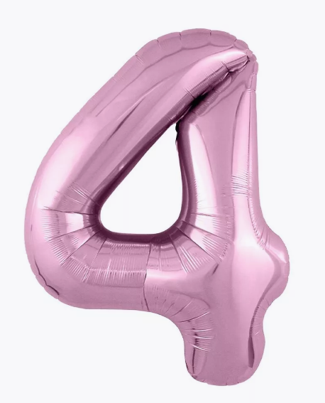 Цифра "4" (розовая) с гелием