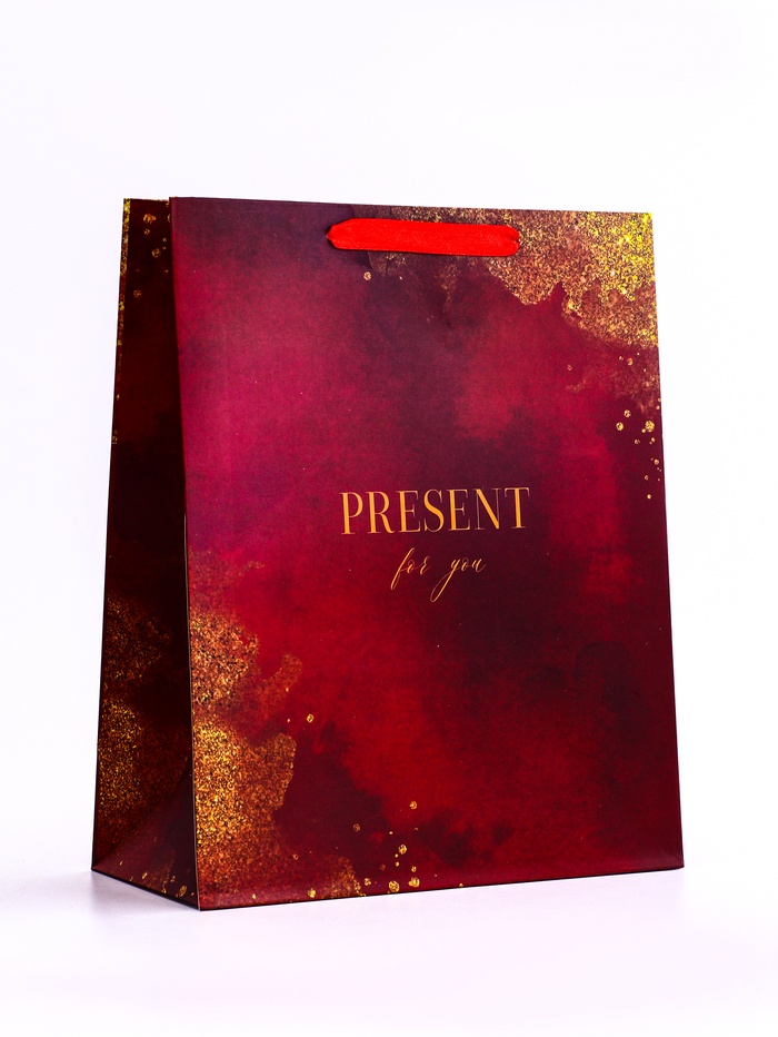 Пакет подарочный «Красное золото», M 26×32×12 см