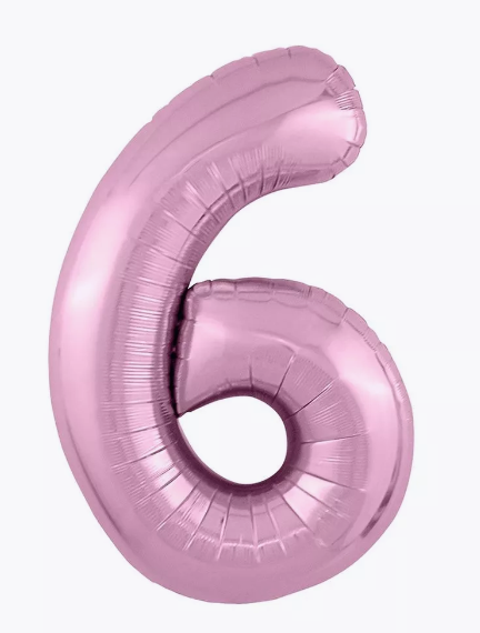 Цифра "6" (розовая) с гелием