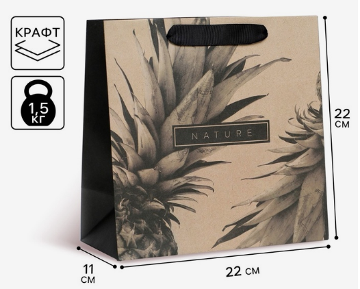 Пакет «Black», 22 х 22 х 11 см