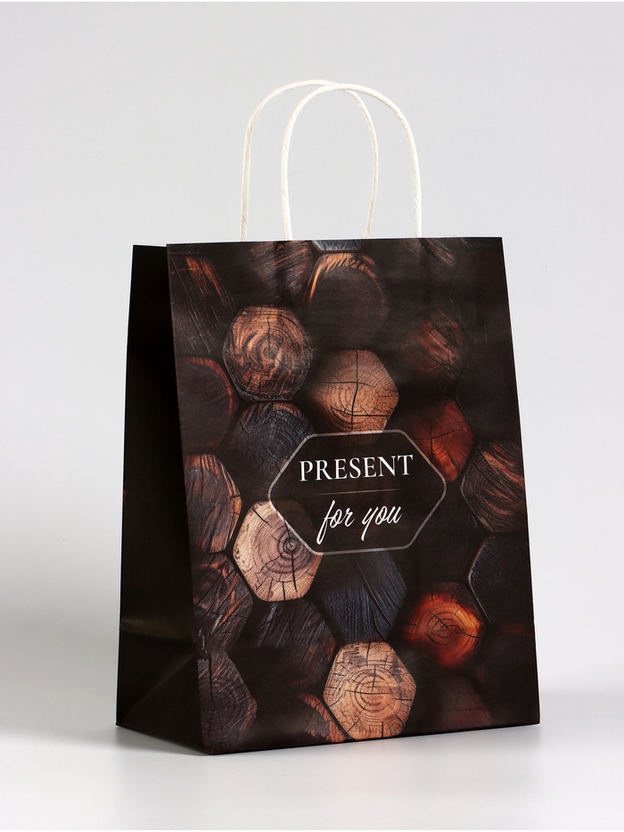 Пакет подарочный крафт Present, 21×11×27 см