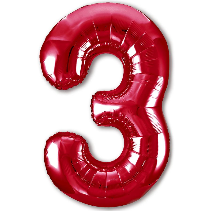 Цифра "3" (красная) с гелием