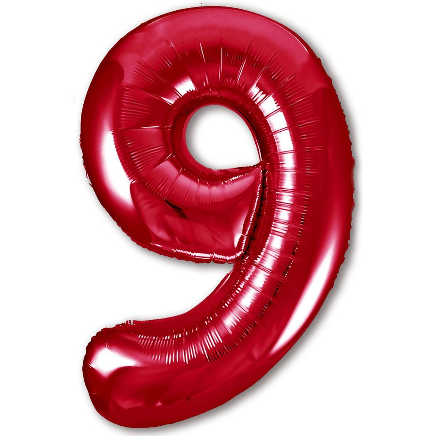 Цифра "9" (красная) с гелием