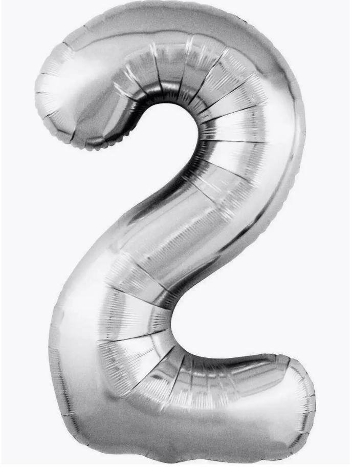 Цифра "2" (серебро) с гелием