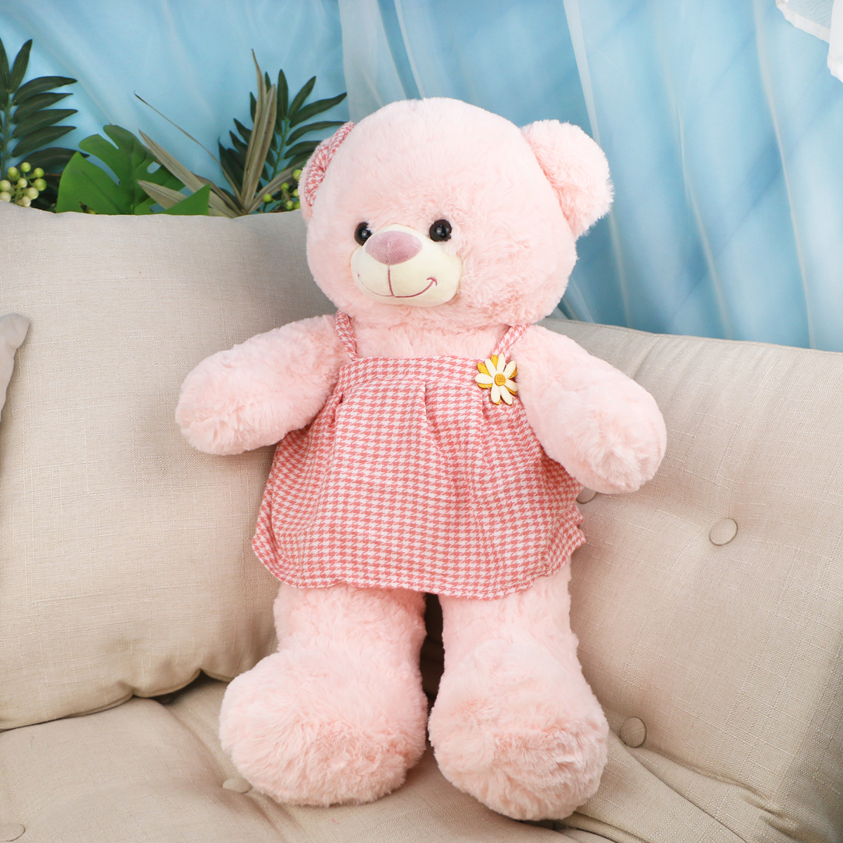 Мишка Маришка в платье, 55 см (Розовый)