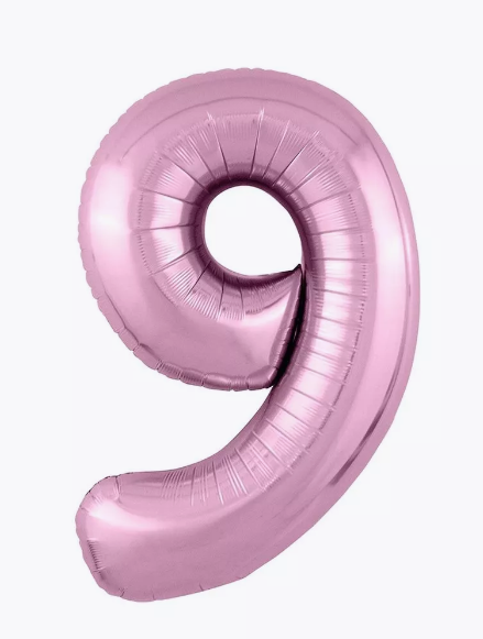 Цифра "9" (розовая) с гелием