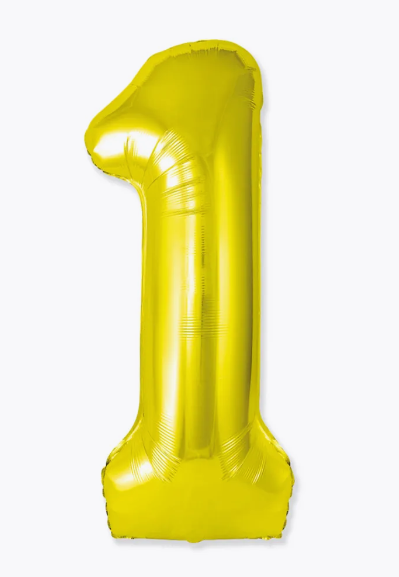 Цифра "1" (золотая) с гелием