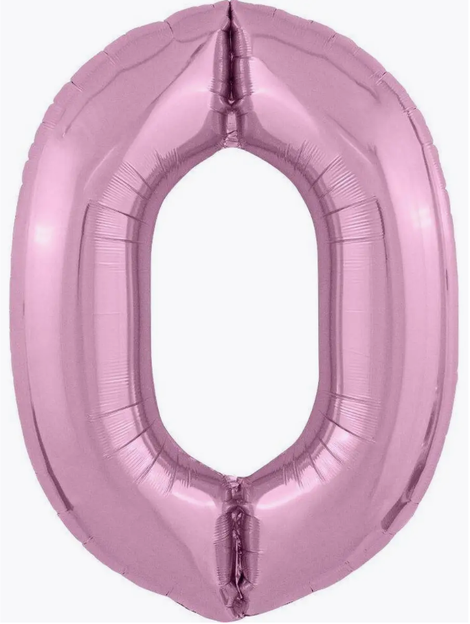 Цифра "0" (розовая) с гелием