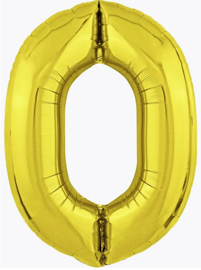 Цифра "0" (золотая) с гелием
