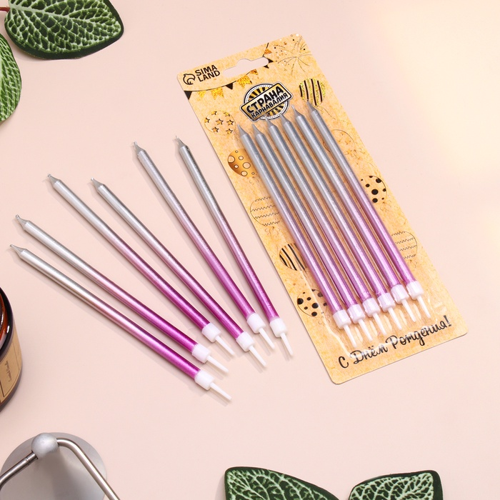 Свечи "Ройс", 6 шт (розовые градиент)