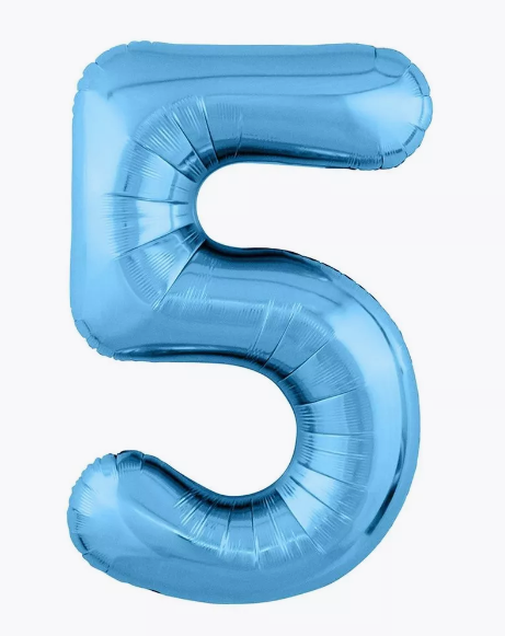 Цифра "5" (голубая) с гелием