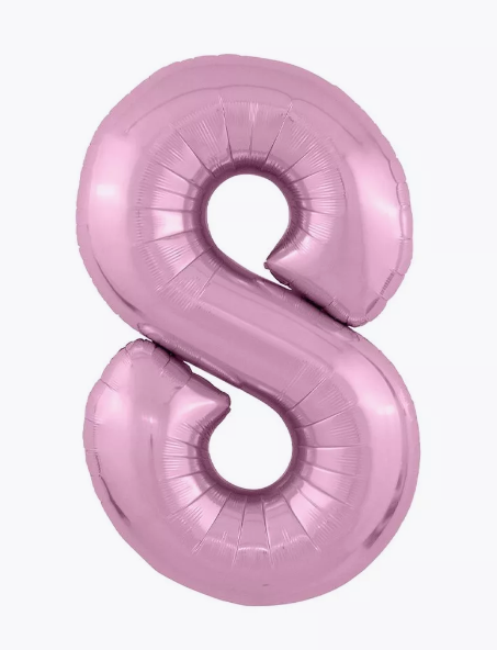 Цифра "8" (розовая) с гелием