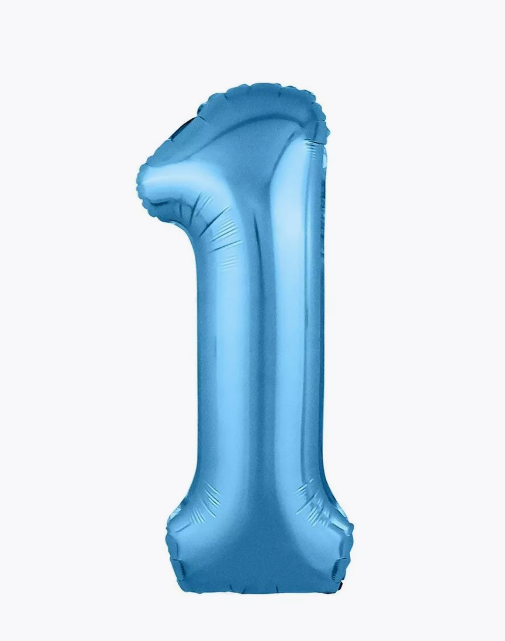 Цифра "1" (голубая) с гелием